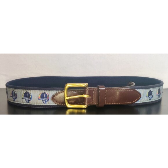 Vineyard Vines Kentucky Derby Canvas and Leather Tipped Men's belt Size 36 - Picture 1 of 16